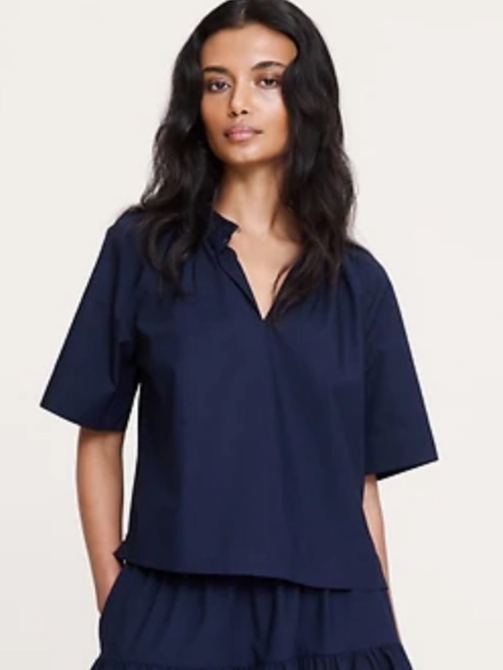 Banana Republic Cotton Poplin Split Neck Top Size Small New with Tags